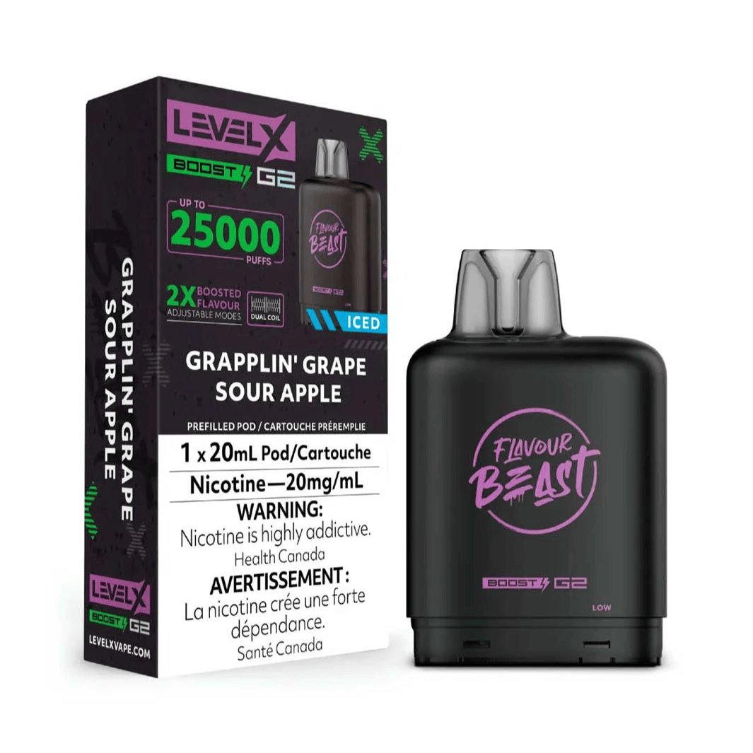 Flavour Beast Level X Boost G2 25k - Grapplin' Grape Sour Apple Iced