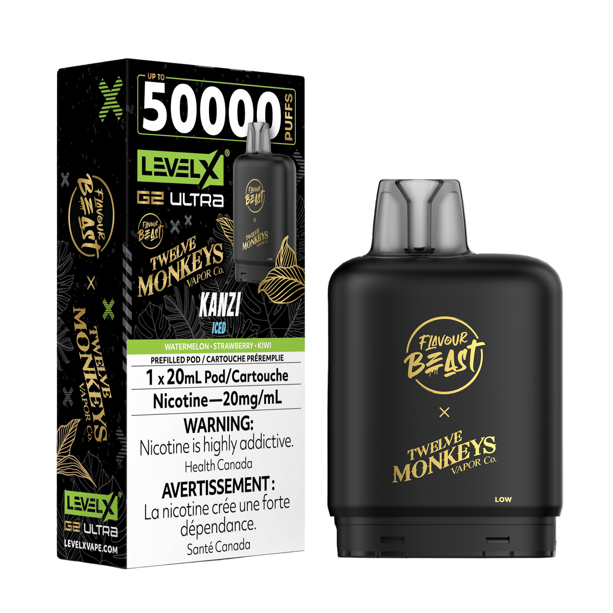 Flavour Beast x Twelve Monkeys Level X G2 Ultra 50k - Kanzi Iced