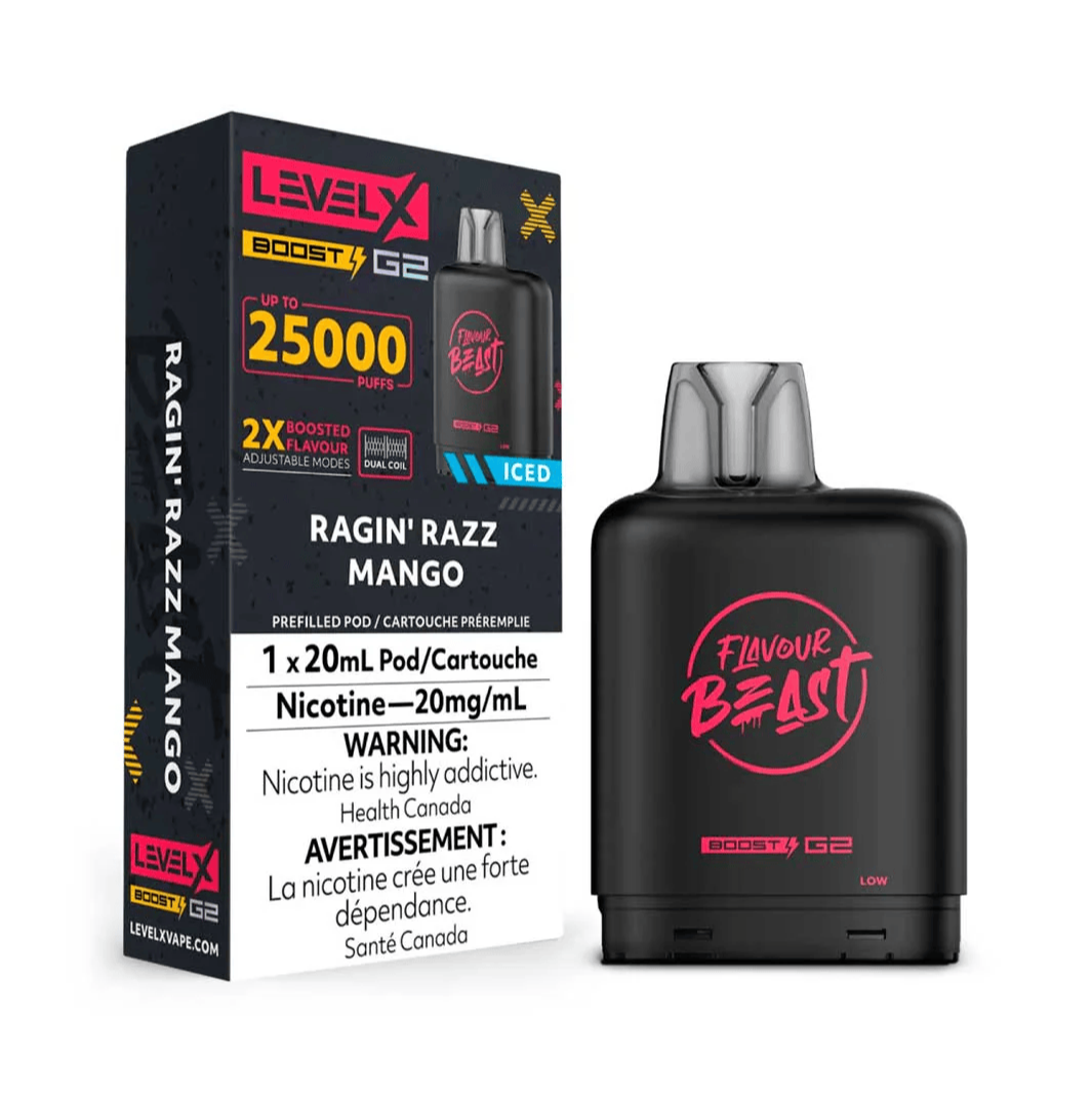 Flavour Beast Level X Boost G2 25k - Ragin' Razz Mango Iced