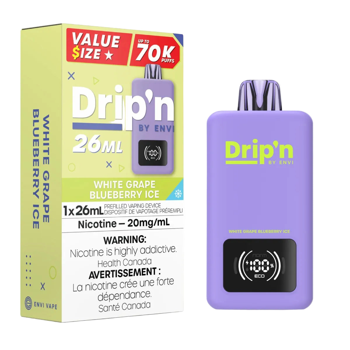 Drip'n 26ML 70k - White Grape Blueberry Ice