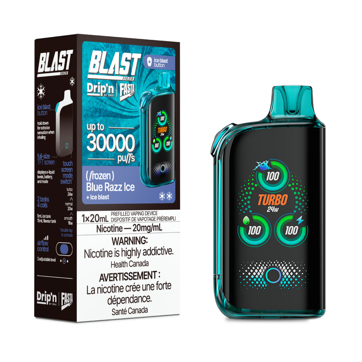 Drip'n by Envi Fasta Blast 30k - Frozen Series - Blue Razz Ice