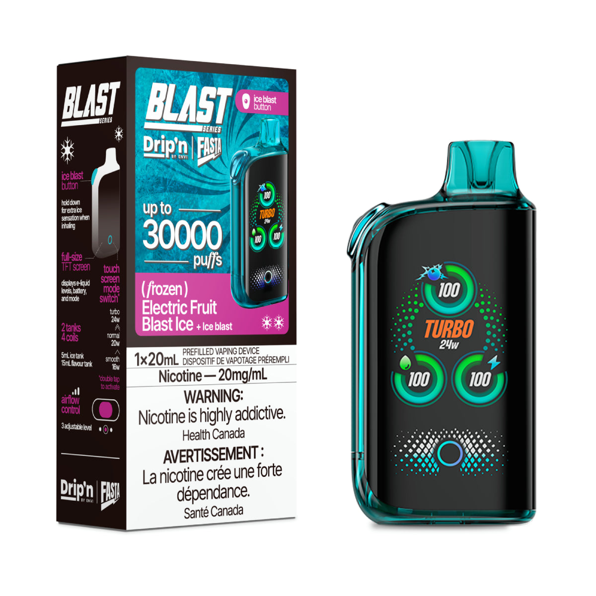 Drip'n by Envi Fasta Blast 30k - Frozen Series - Electric Fruit Blast Ice