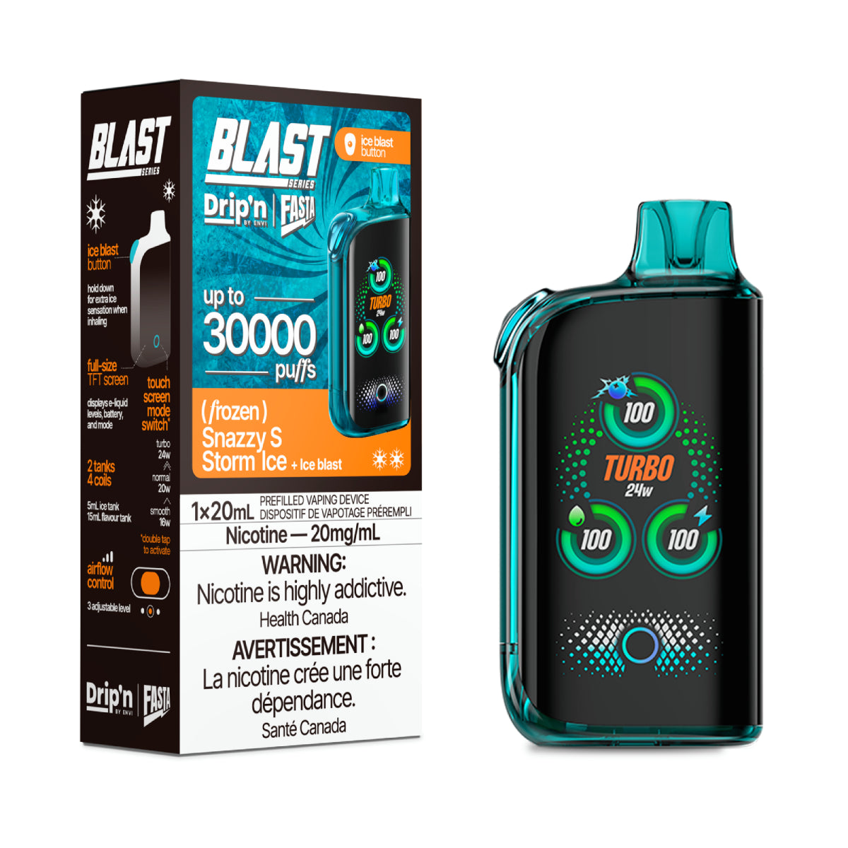 Drip'n by Envi Fasta Blast 30k - Frozen Series - Snazzy S Storm Ice