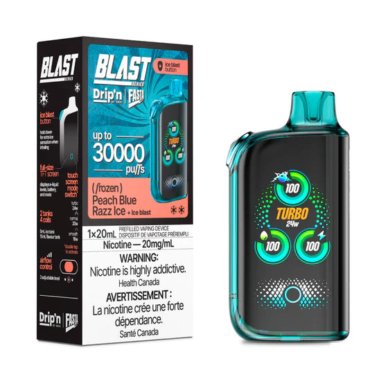 Drip'n by Envi Fasta Blast 30k - Frozen Series - Peach Blue Razz Ice
