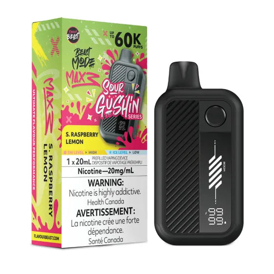 Flavour Beast Beast Mode Max 3 60k Sour Gushin Series - S. Raspberry Lemon