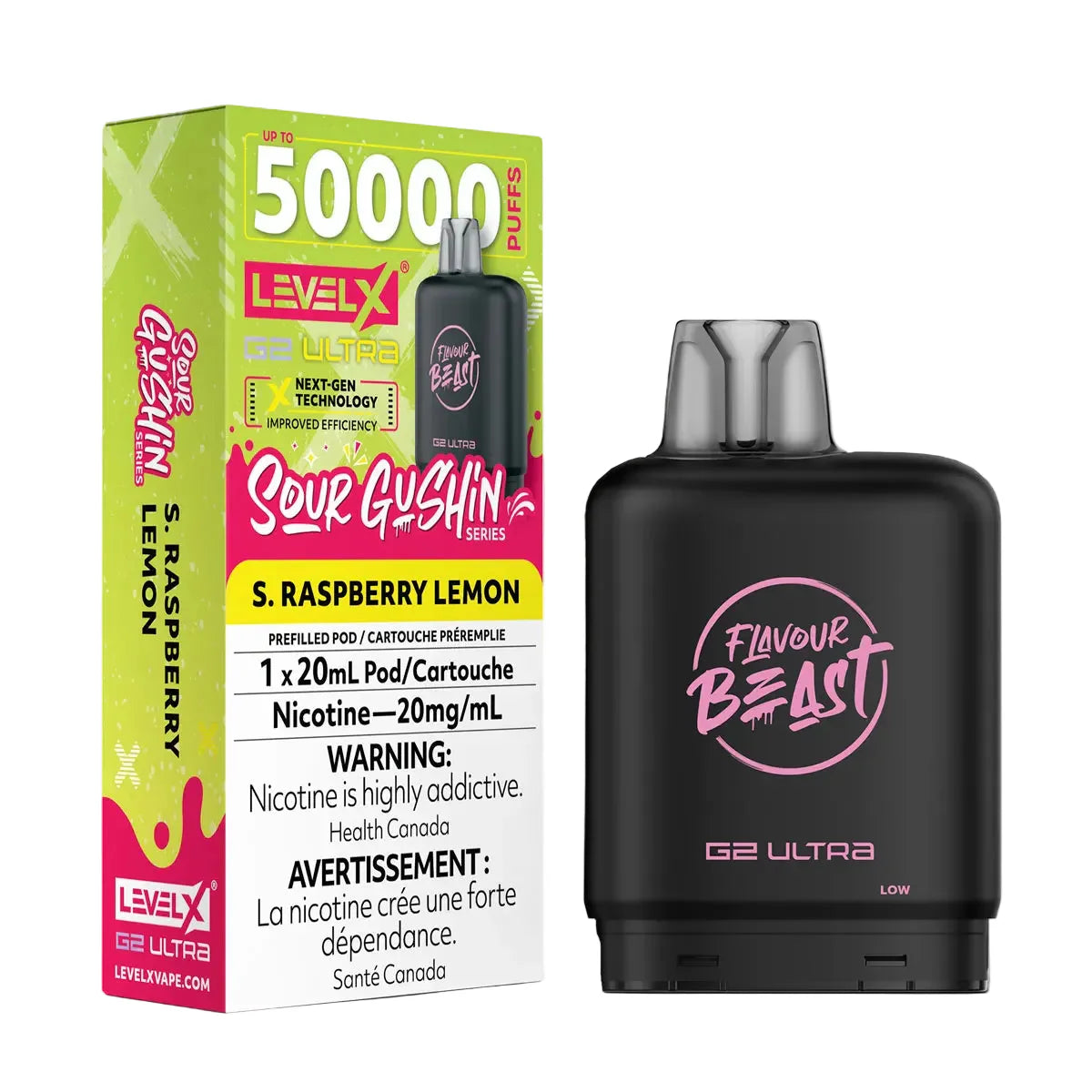 Flavour Beast Level X G2 Ultra 50k - Sour Gushin S. Raspberry Lemon (PROV)