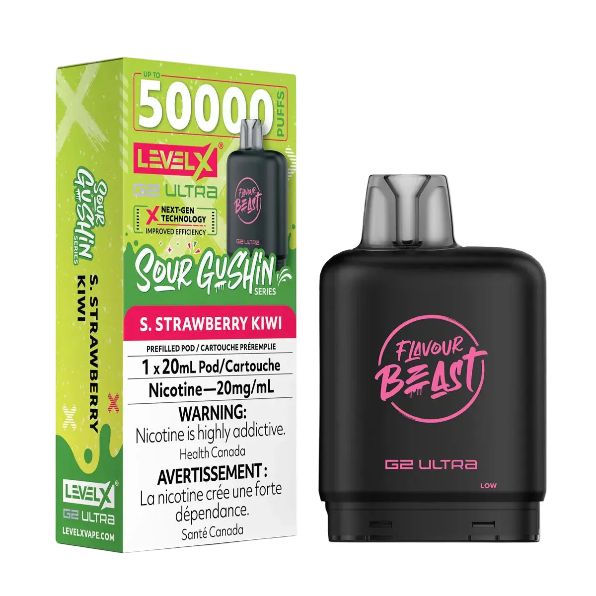 Flavour Beast Level X G2 Ultra 50k - Sour Gushin S. Strawberry Kiwi (PROV)