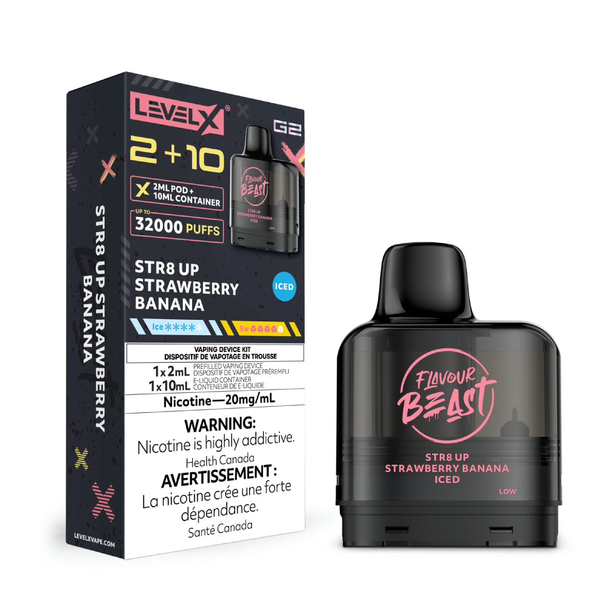 Flavour Beast Level X G2 2+10 - STR8 UP Strawberry Banana Iced
