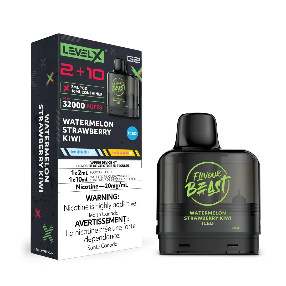 Flavour Beast Level X G2 2+10 - Watermelon Strawberry Kiwi Iced