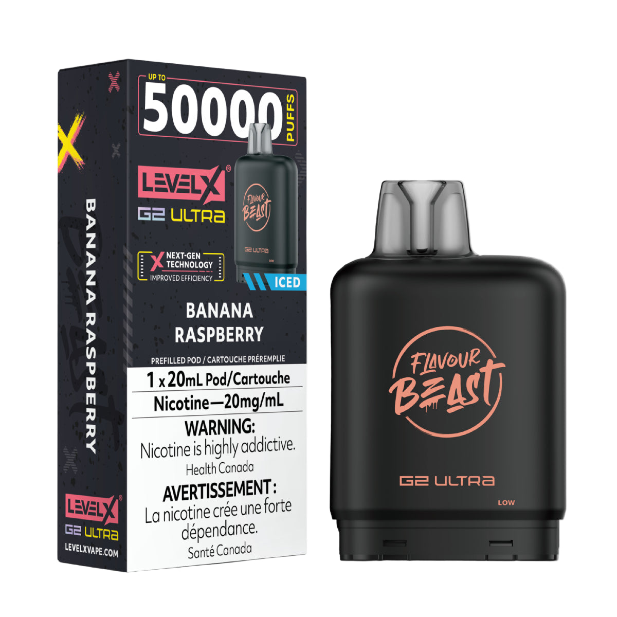Flavour Beast Level X G2 Ultra 50k - Banana Raspberry Iced