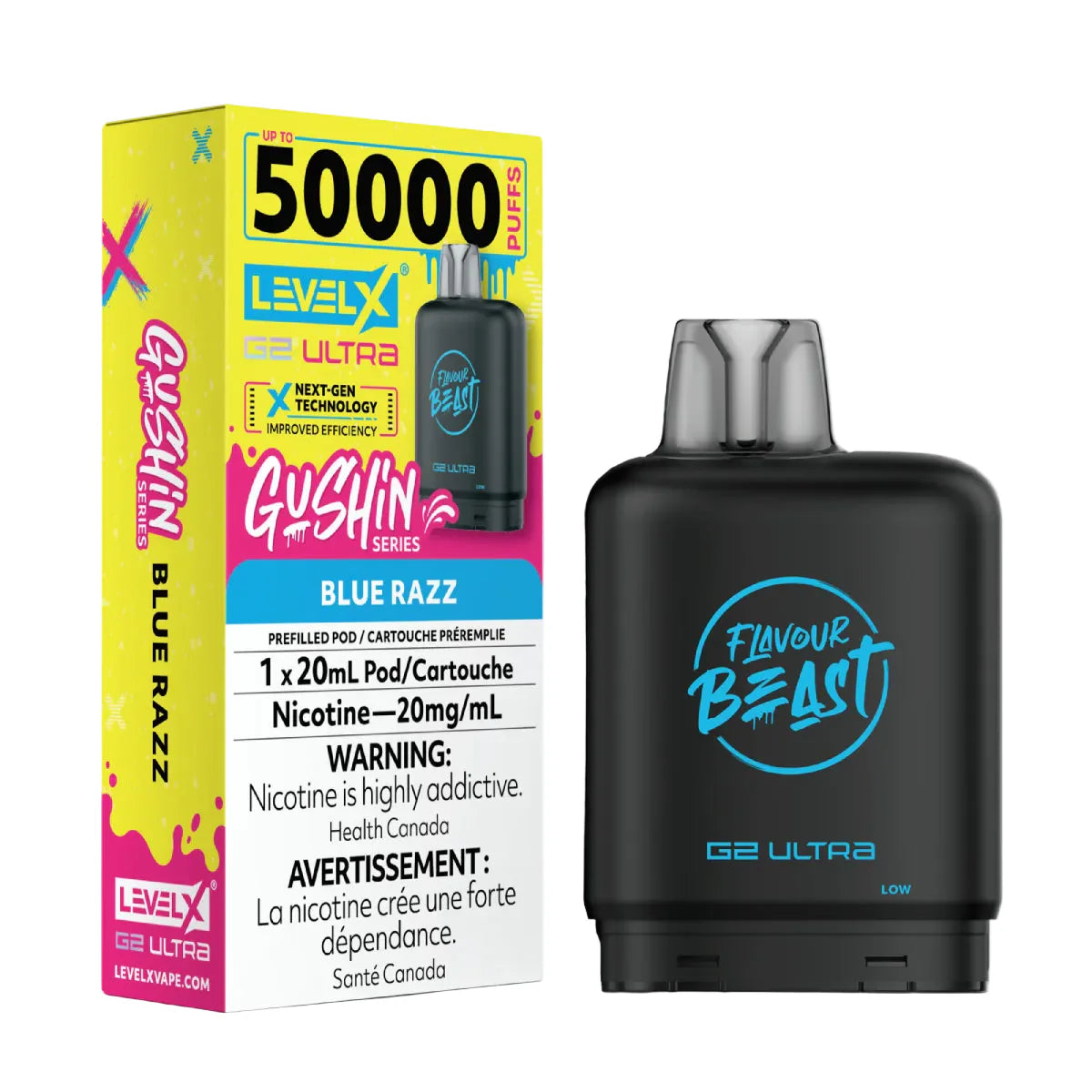 Flavour Beast Level X G2 Ultra 50k - Gushin Blue Razz