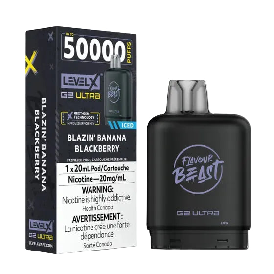 Flavour Beast Level X G2 Ultra 50k - Blazin’ Banana Blackberry Iced