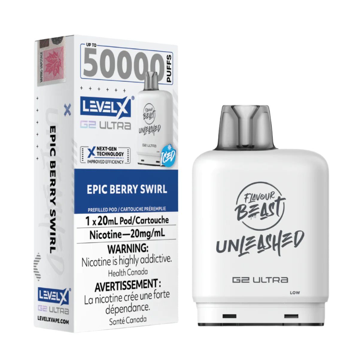 Flavour Beast Unleashed Level X G2 Ultra 50k - Epic Berry Swirl Iced