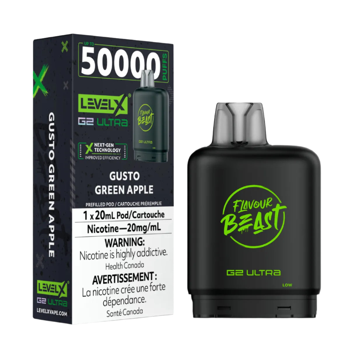 Flavour Beast Level X G2 Ultra 50k - Gusto Green Apple (PROV)