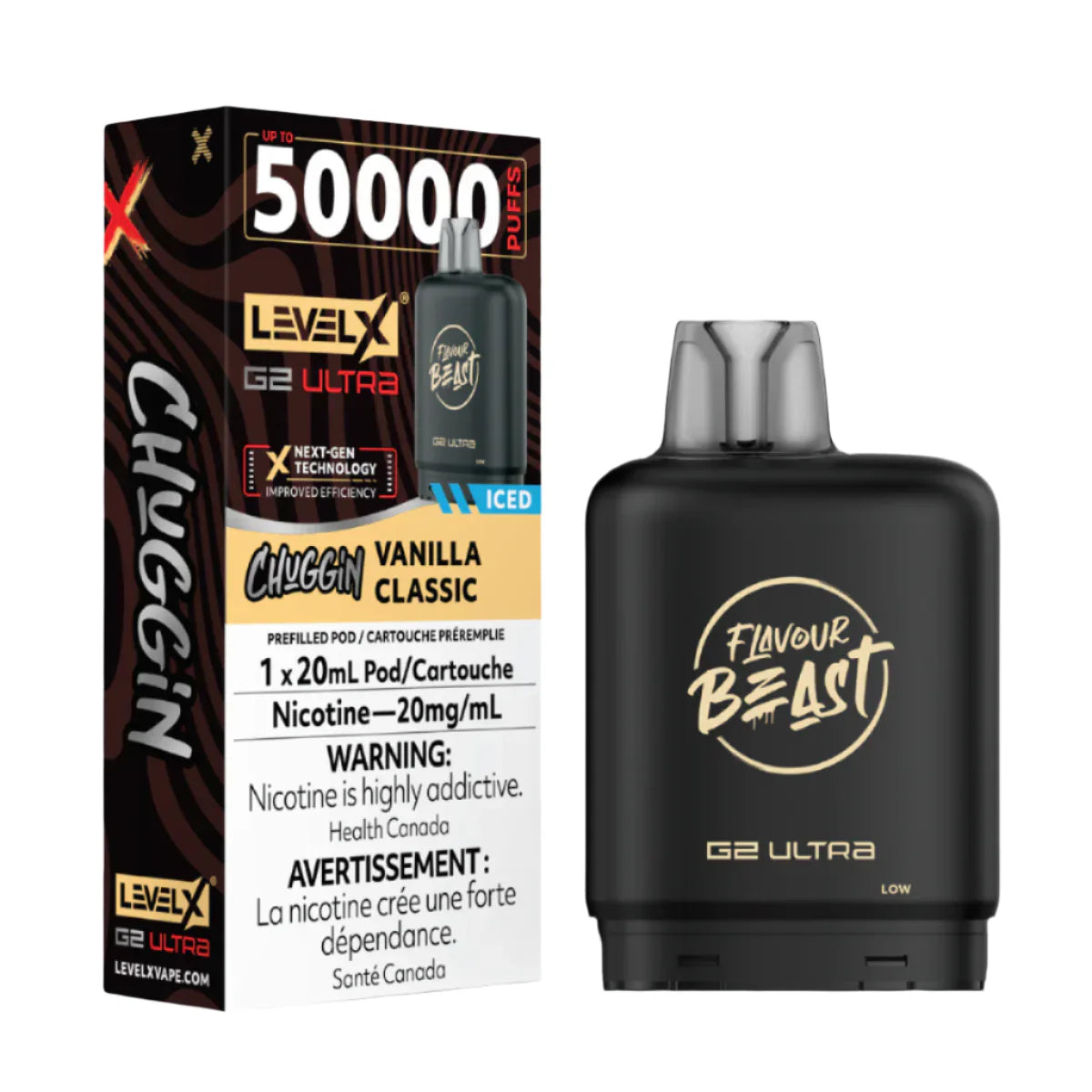 Flavour Beast Level X G2 Ultra 50k - Chuggin' Vanilla Classic Iced