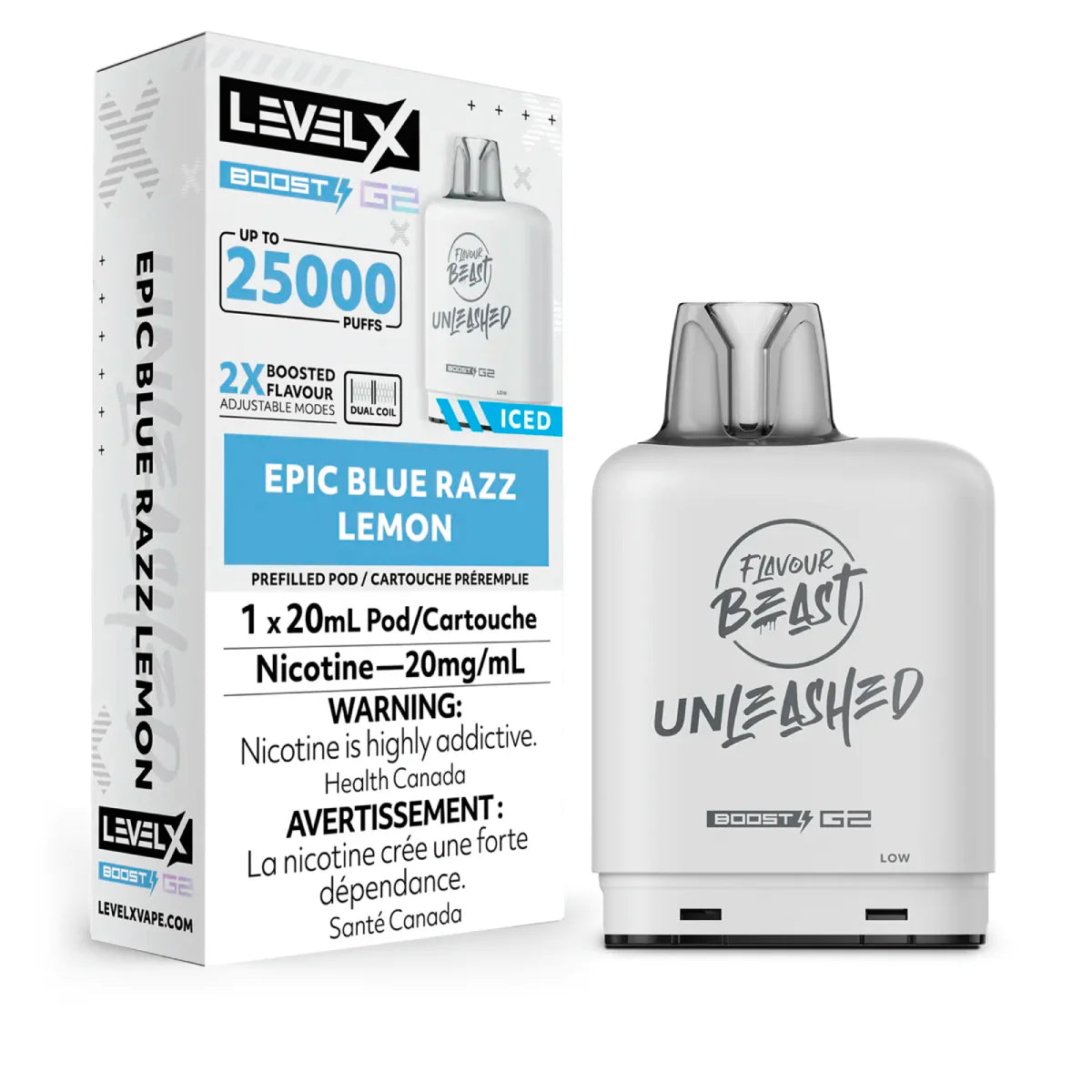 Flavour Beast Unleashed - Level X Boost G2 25k - Epic Blue Razz Lemon Iced (PROV)