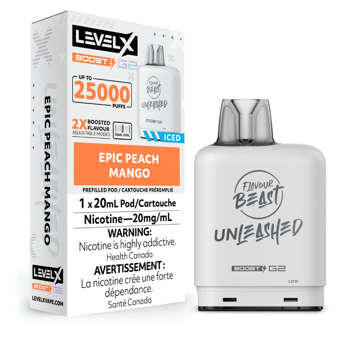Flavour Beast Unleashed Level X Boost G2 25k - Epic Peach Mango Iced
