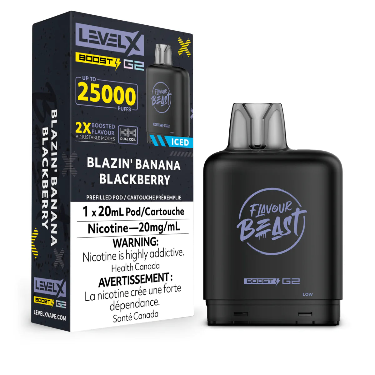 Flavour Beast Level X Boost G2 25k - Blazin' Banana Blackberry Iced (PROV)