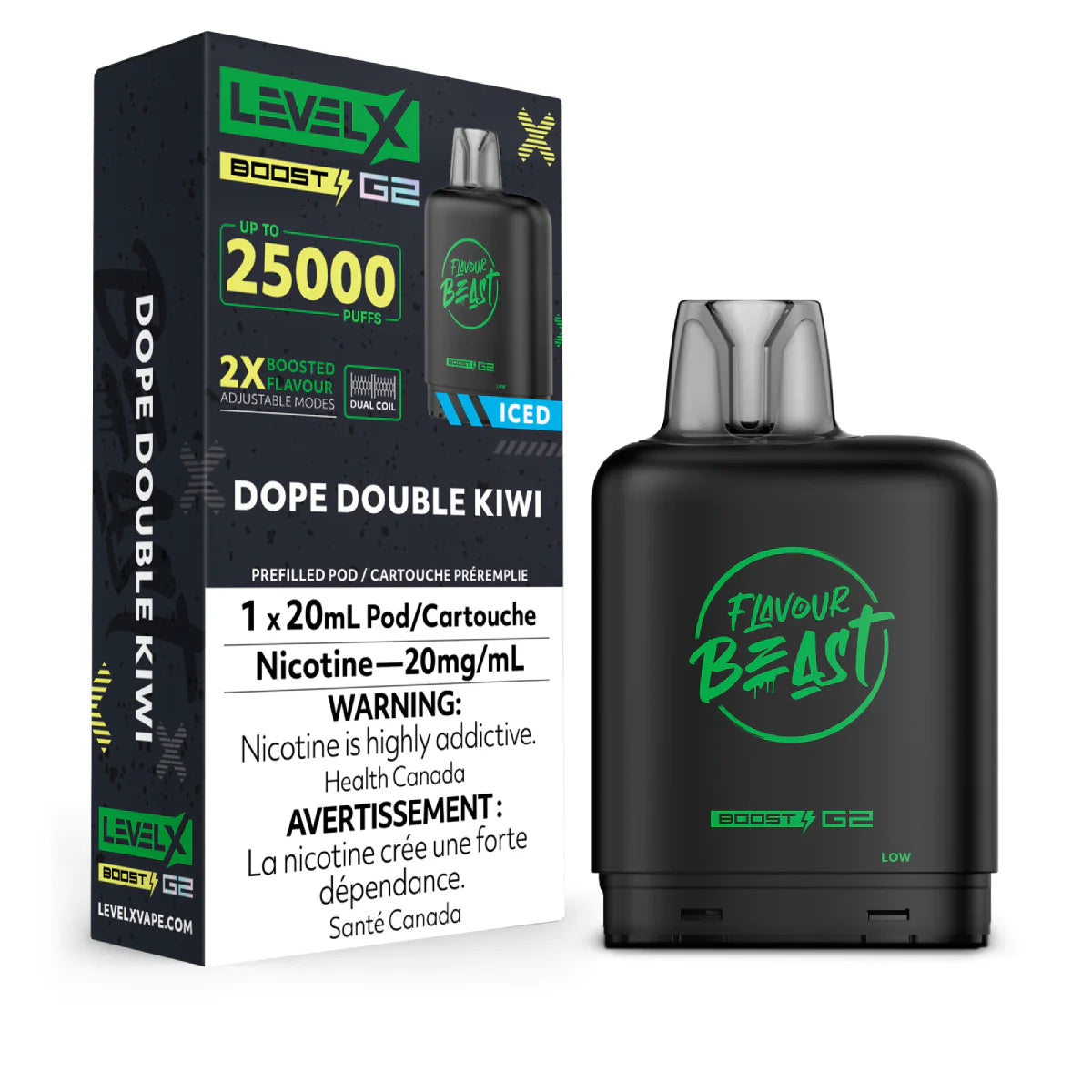 Flavour Beast Level X Boost G2 25k - Dope Double Kiwi Iced (PROV)