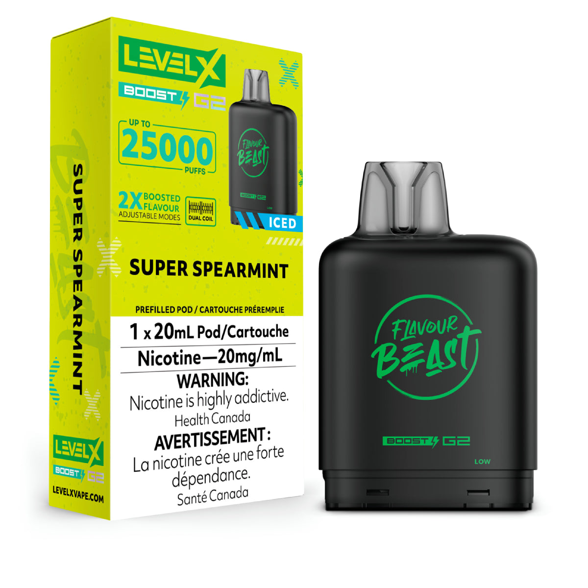 Flavour Beast Level X Boost G2 25k - Super Spearmint Iced