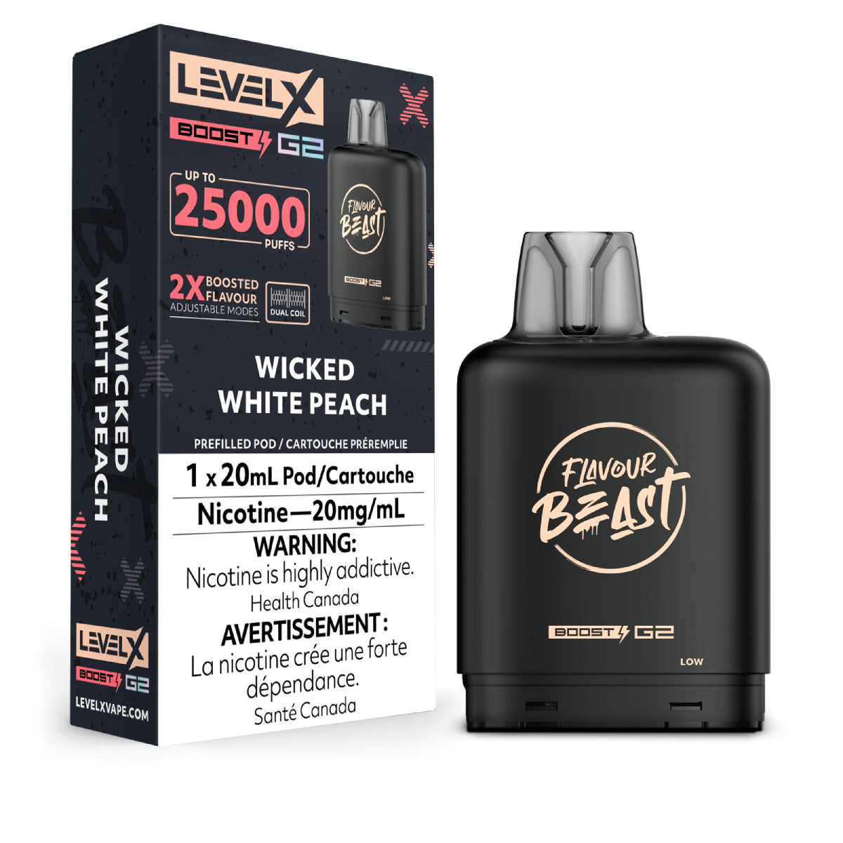 Flavour Beast Level X Boost G2 25k - Wicked White Peach