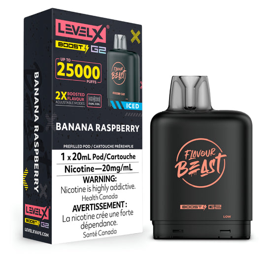 Flavour Beast Level X Boost G2 25k - Banana Raspberry Iced