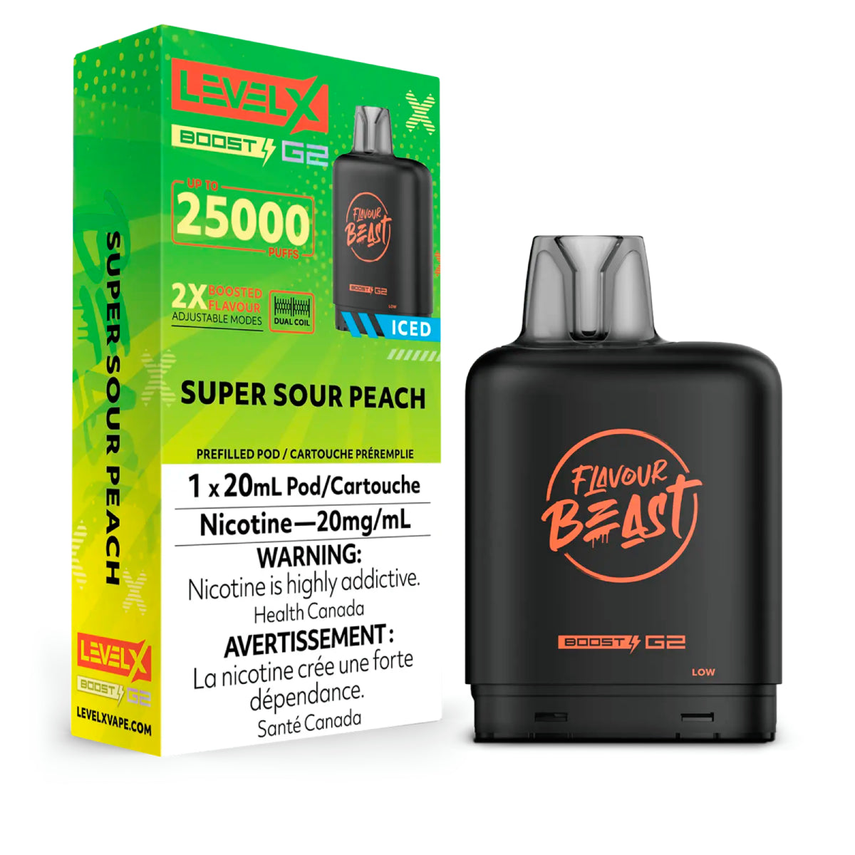 Flavour Beast Level X Boost G2 25k - Super Sour Peach Iced