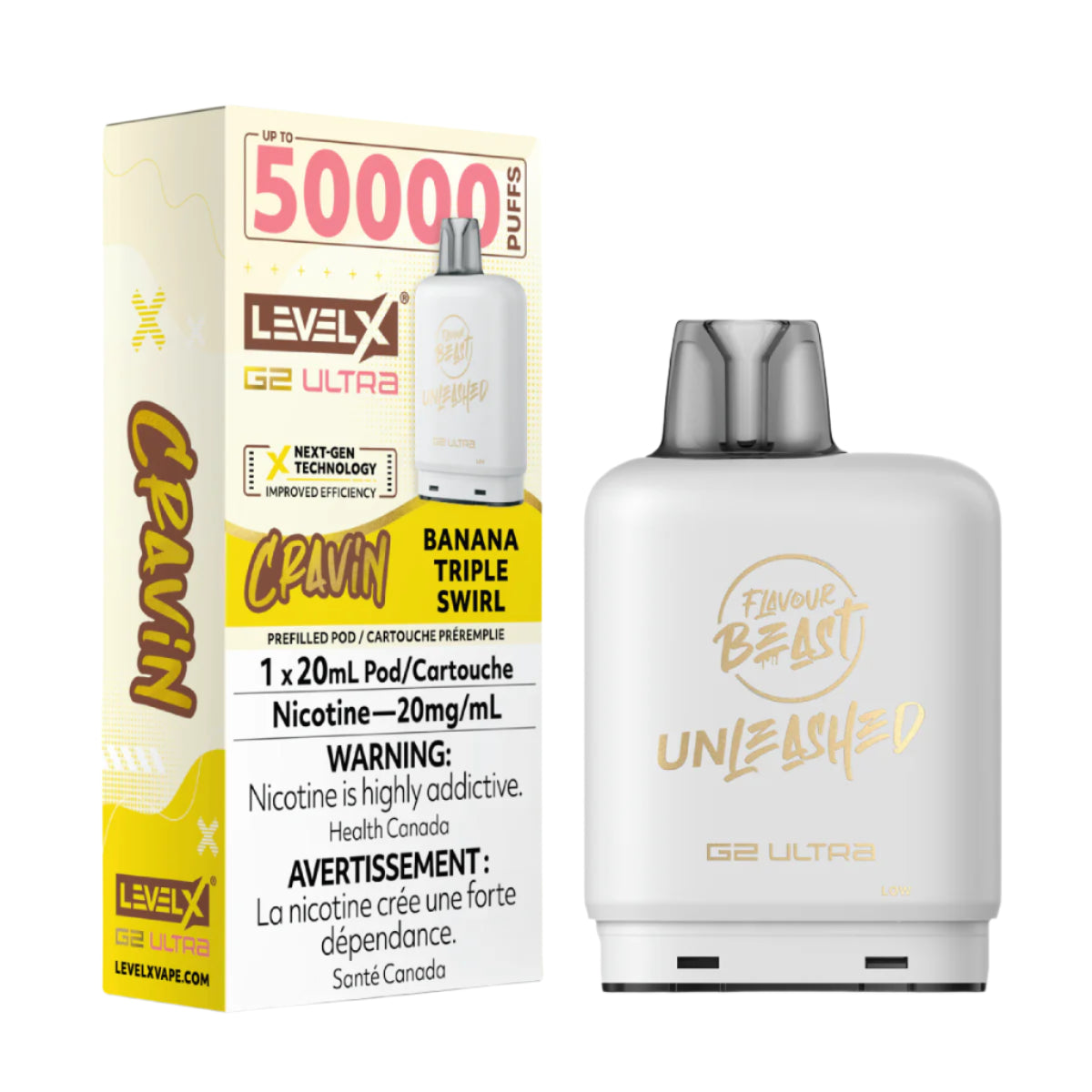 Flavour Beast Unleashed Level X G2 Ultra 50k - Cravin' Banana Triple Swirl