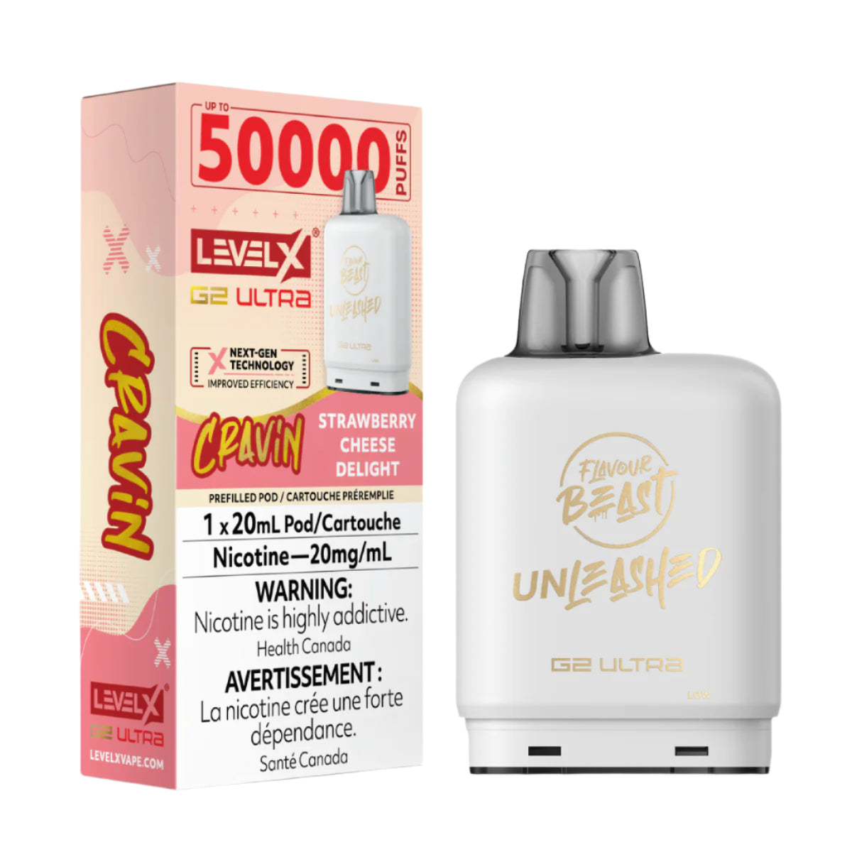 Flavour Beast Unleashed Level X G2 Ultra 50k - Cravin' Strawberry Cheese Delight