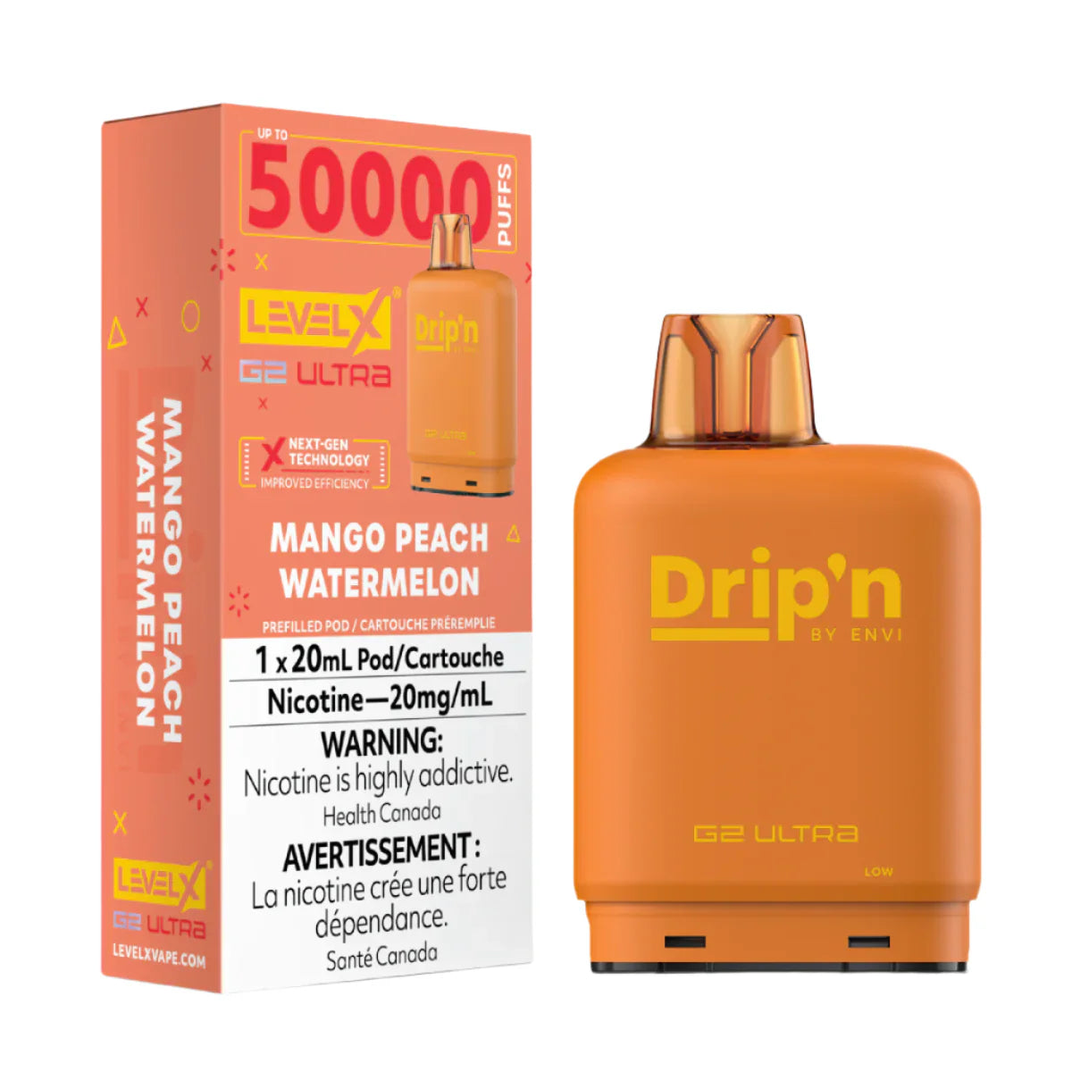 Drip'n Level X G2 Ultra 50k - Mango Peach Watermelon (PROV)