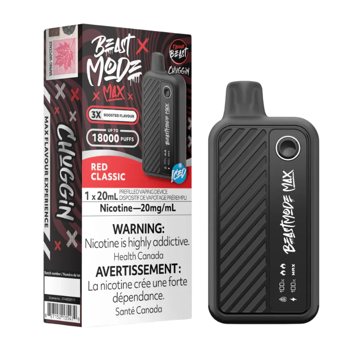Flavour Beast Beast Mode Max 18K - Chuggin' Red Classic Iced