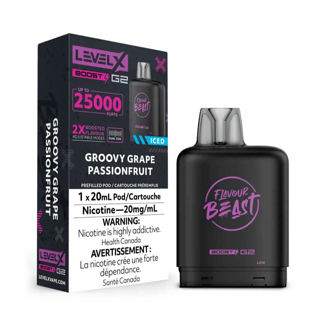 Flavour Beast Level X Boost G2 25k - Groovy Grape Passionfruit Iced