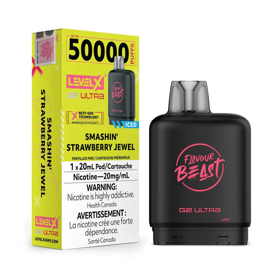 Flavour Beast Level X Ultra G2 50k - Smashin' Strawberry Jewel Iced