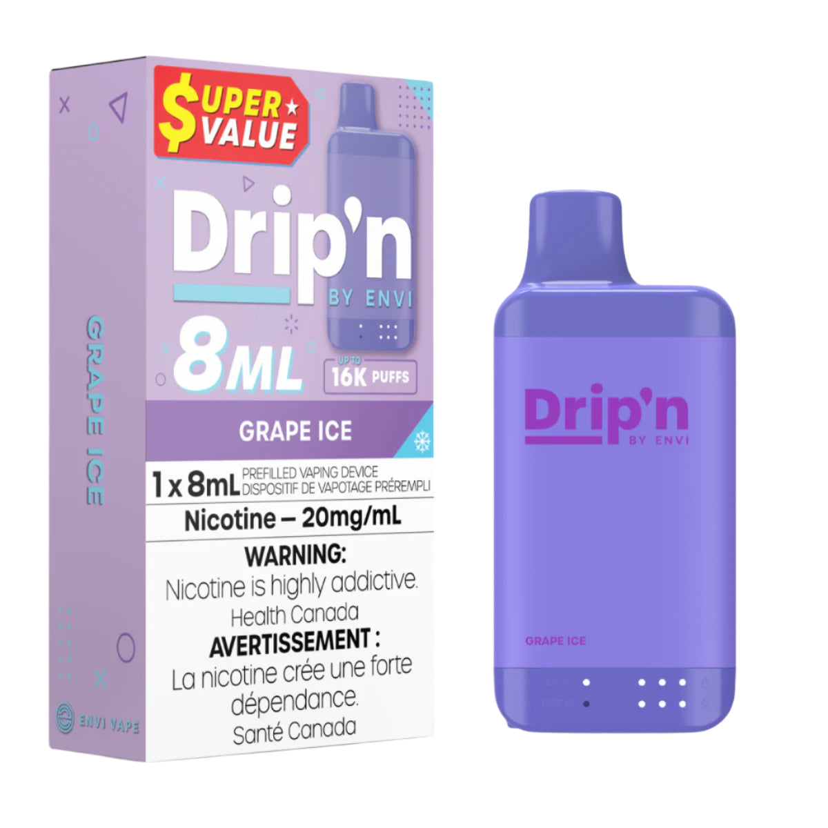 Drip'n 8ML 16k - Grape Ice