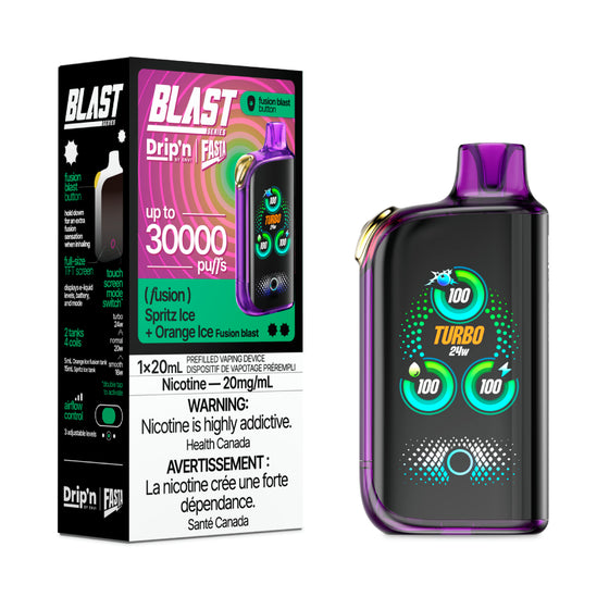 Drip'n by Envi Fasta Blast 30K Disposable - Spritz Ice + Orange Ice (Fusion Series)