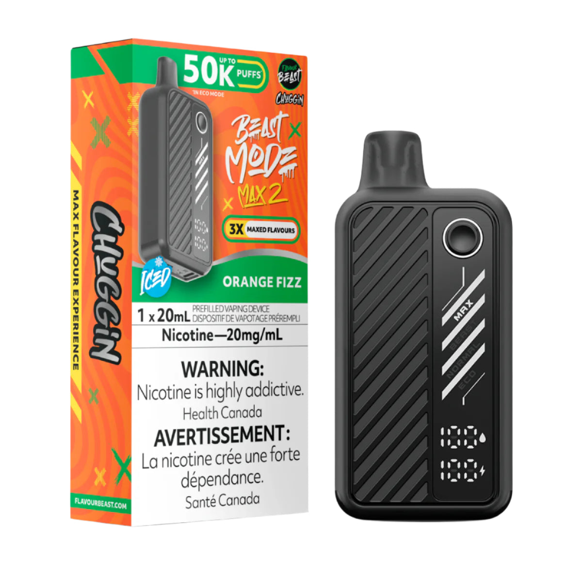 Flavour Beast Beast Mode Max 2 50k - Chuggin' Orange Fizz Iced