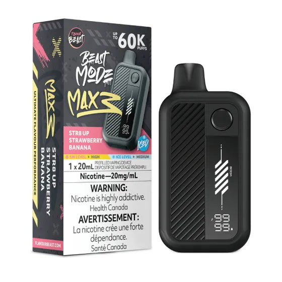 Flavour Beast Beast Mode Max 3 60k - STR8 UP Strawberry Banana Iced