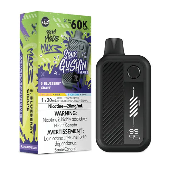 Flavour Beast Beast Mode Max 3 60k Sour Gushin Series - S. Blueberry Grape