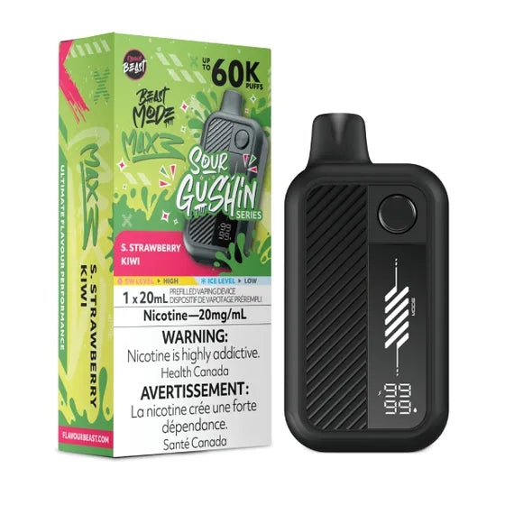 Flavour Beast Beast Mode Max 3 60k Sour Gushin Series - S. Strawberry Kiwi