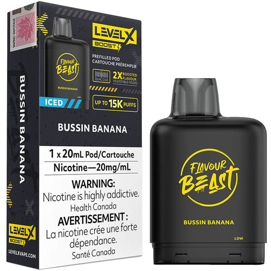 Flavour Beast - Level X Boost Pod -  Bussin Banana Iced (20mL)