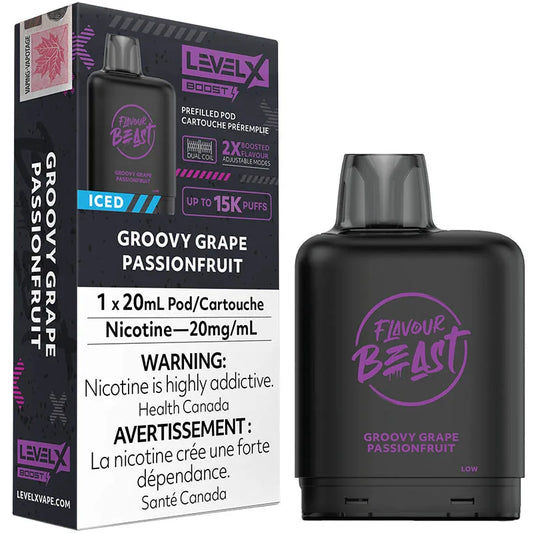 Flavour Beast - Level X Boost Pod -  Groovy Grape Passionfruit Iced (20mL)