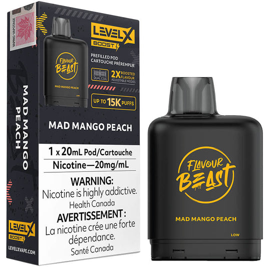 Flavour Beast - Level X Boost Pod -  Mad Mango Peach (20mL)