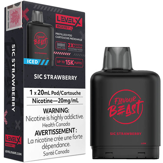 Flavour Beast - Level X Boost Pod -  Sic Strawberry Iced (20mL)