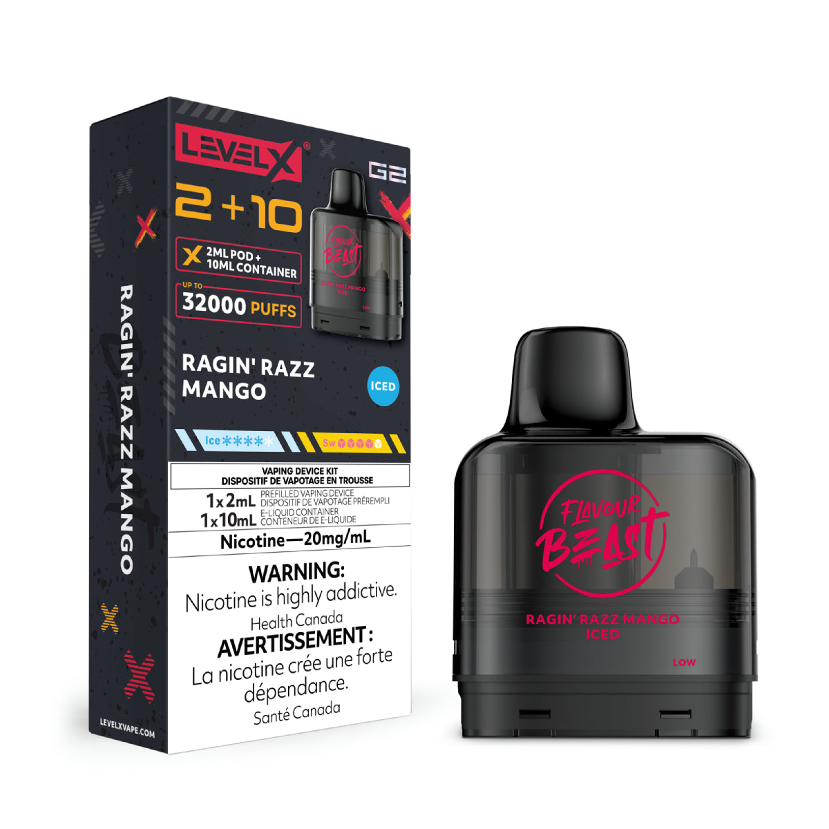 Flavour Beast Level X G2 2+10 - Ragin' Razz Mango Iced