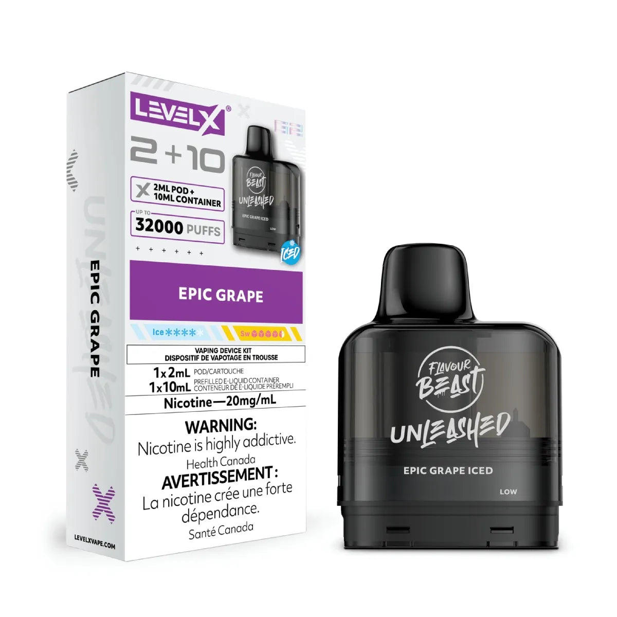 Flavour Beast Unleashed Level X G2 2+10 - Epic Grape Iced