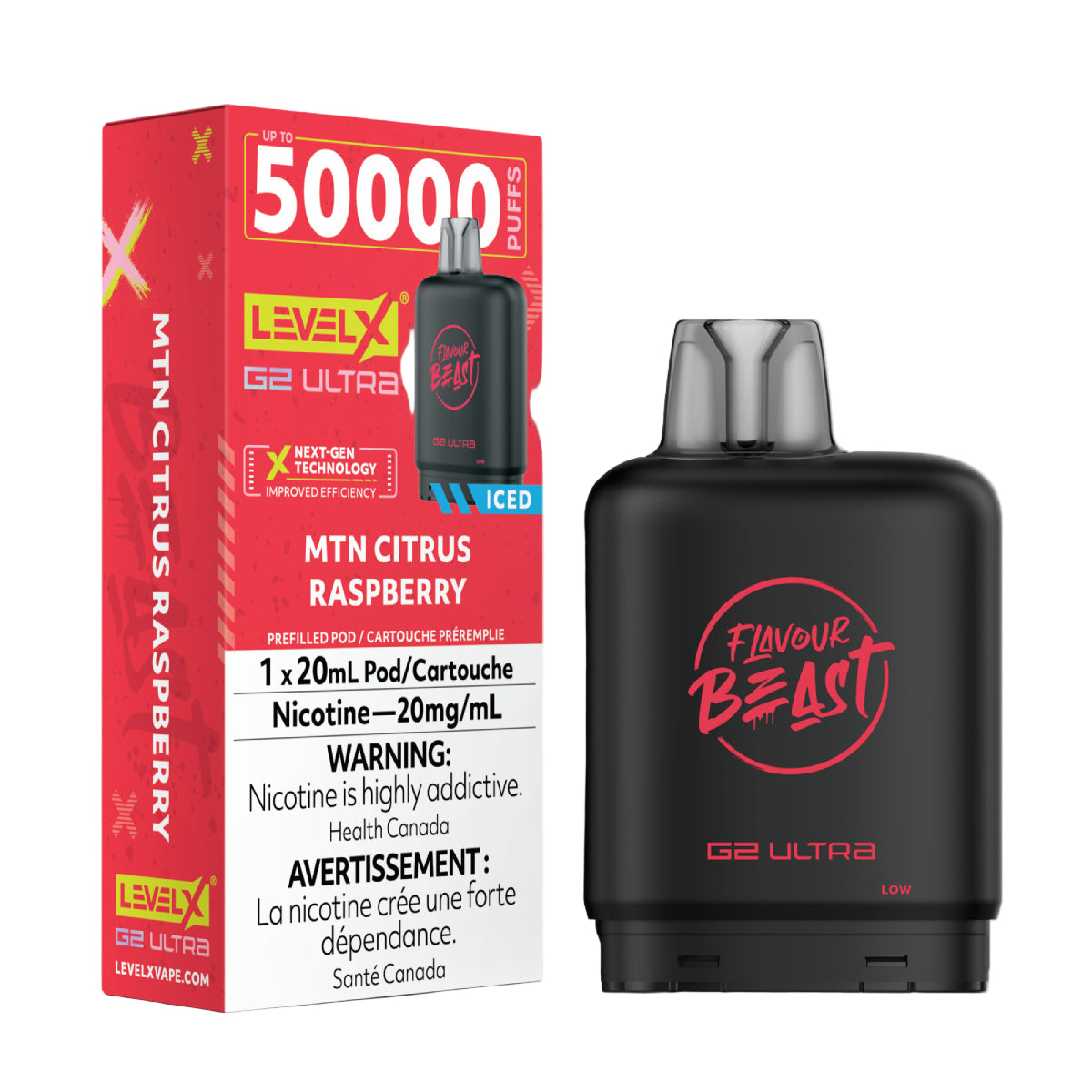 Flavour Beast Level X G2 Ultra 50k - MTN Citrus Raspberry Iced
