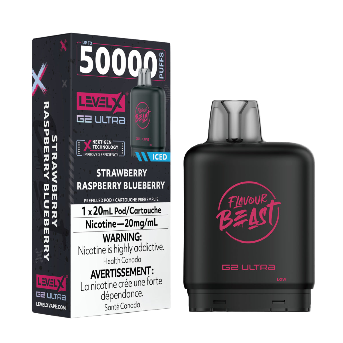 Flavour Beast Level X G2 Ultra 50k - Strawberry Raspberry Blueberry Iced