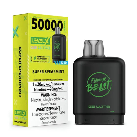 Flavour Beast Level X G2 Ultra 50k - Super Spearmint Iced