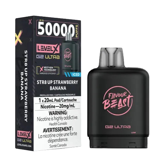 Flavour Beast Level X G2 Ultra 50k - STR8 UP Strawberry Banana Iced