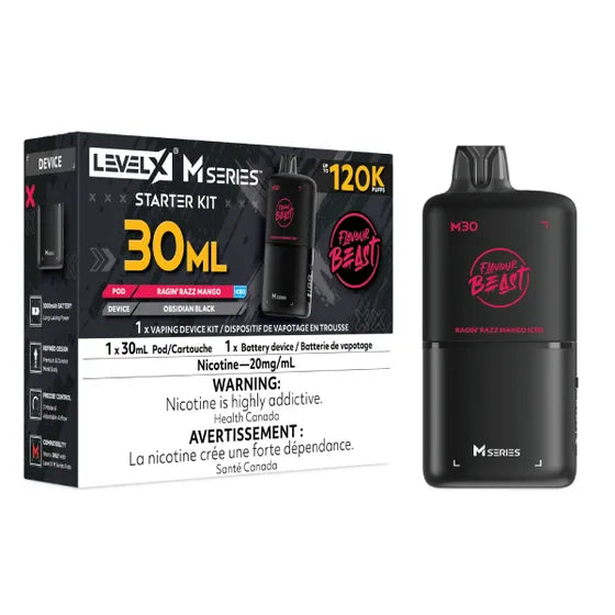 Flavour Beast Level X M Series 120k Starter Kit - Ragin' Razz Mango Iced